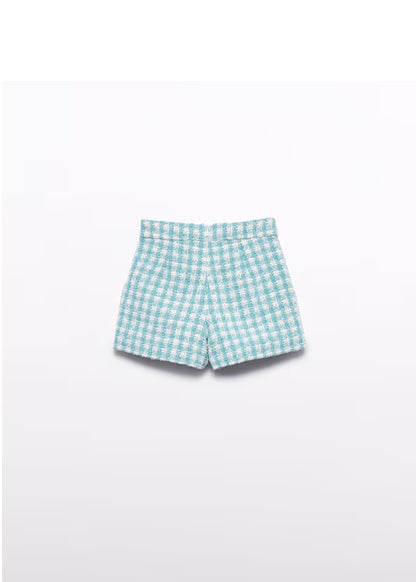 PREVENTA Conjunto camiseta con short a cuadros azules