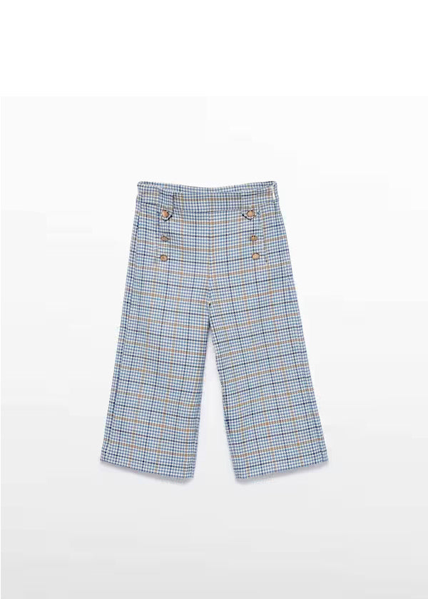 Conjunto jersey azul y pantalón a cuadros