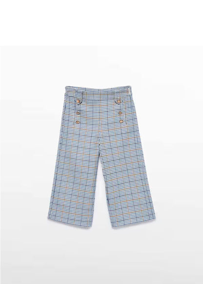 Conjunto jersey azul y pantalón a cuadros