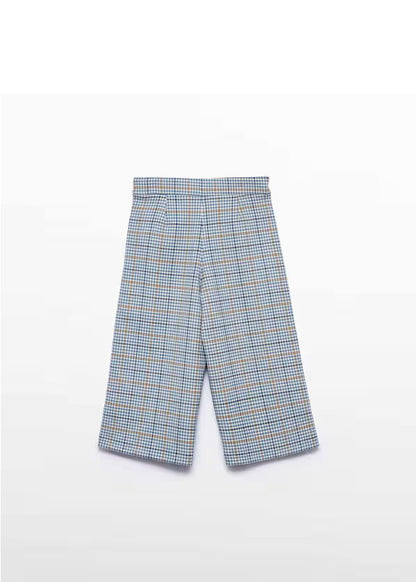 Conjunto jersey azul y pantalón a cuadros