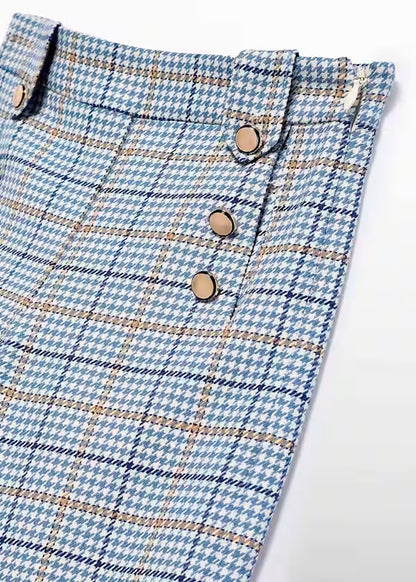 Conjunto jersey azul y pantalón a cuadros