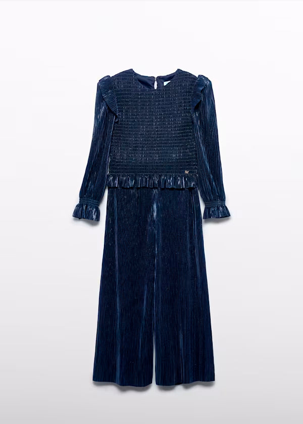 PREVENTA Conjunto Pantalón Punto Plisado Brilli azul