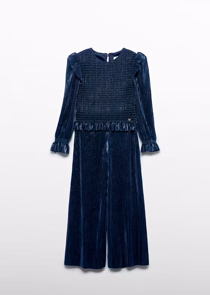 PREVENTA Conjunto Pantalón Punto Plisado Brilli azul