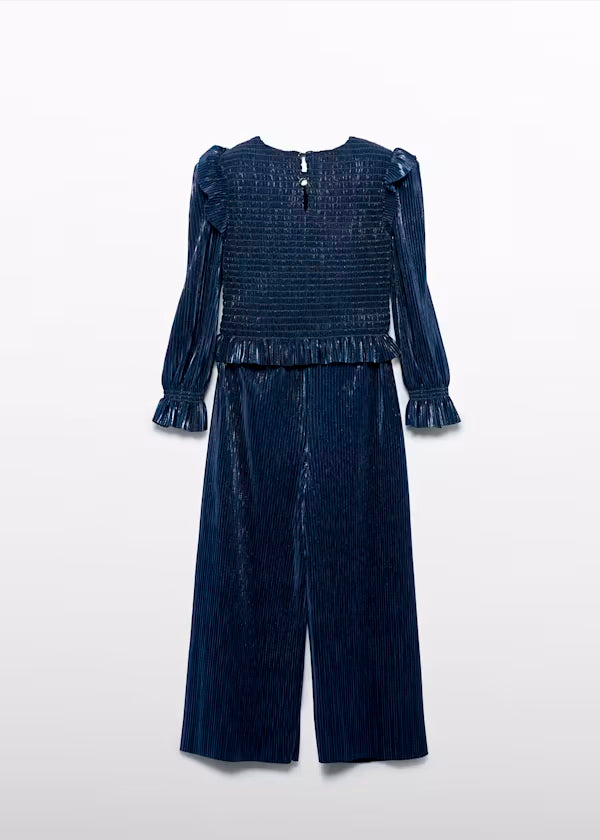 PREVENTA Conjunto Pantalón Punto Plisado Brilli azul