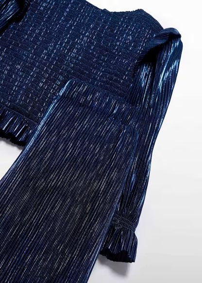 PREVENTA Conjunto Pantalón Punto Plisado Brilli azul