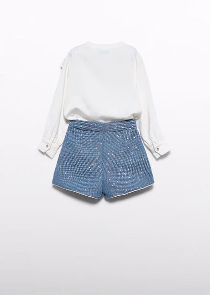 Conjunto bermuda tejano brillo