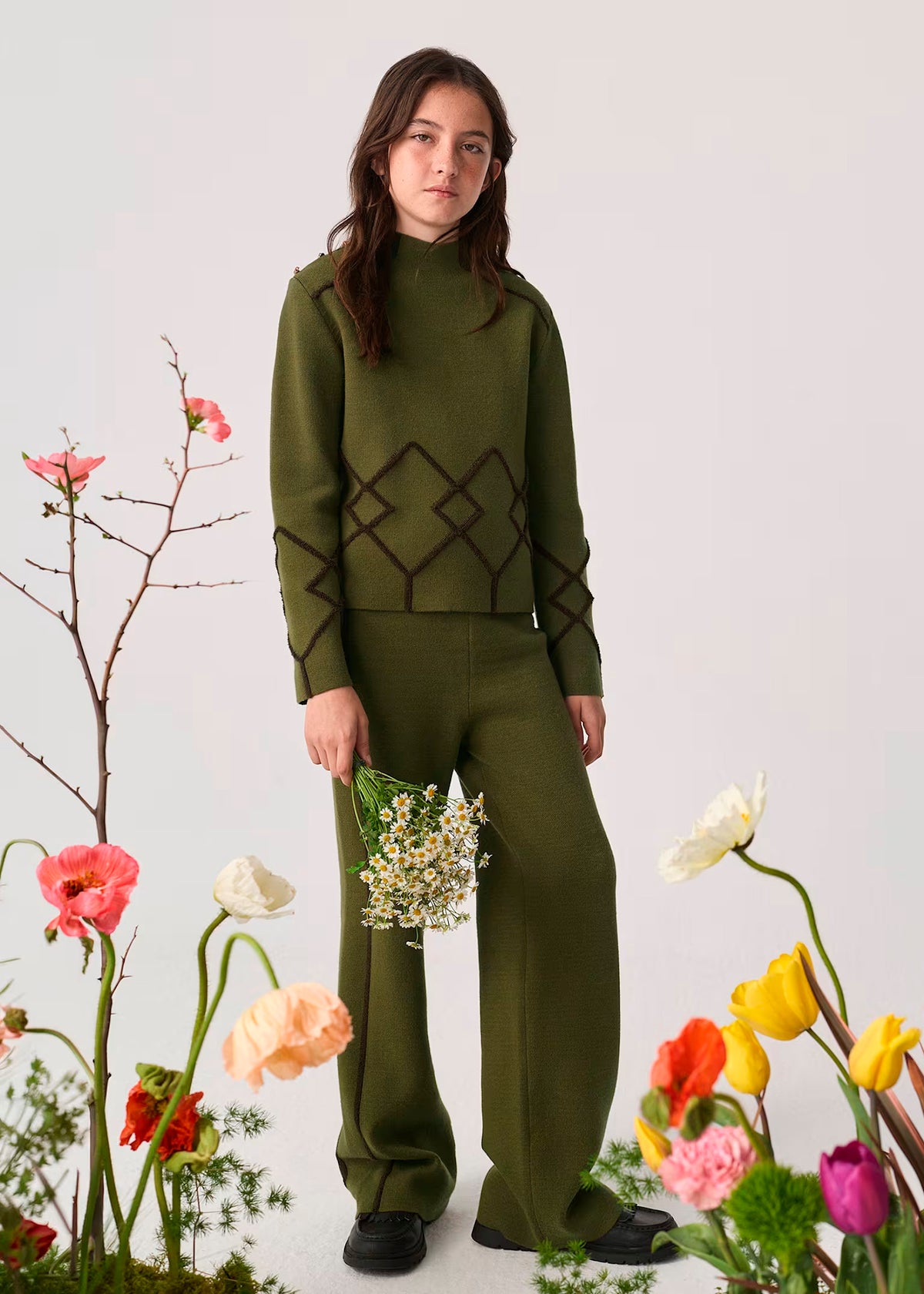 Conjunto pantalón tricot verde aguacate