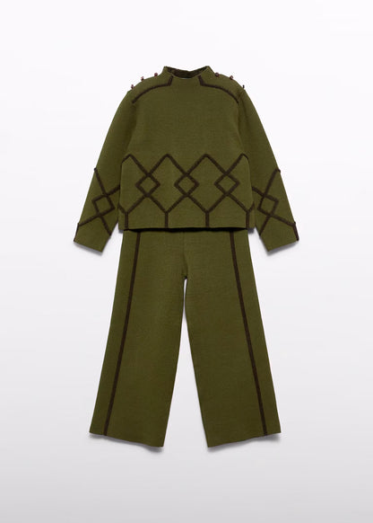 Conjunto pantalón tricot verde aguacate