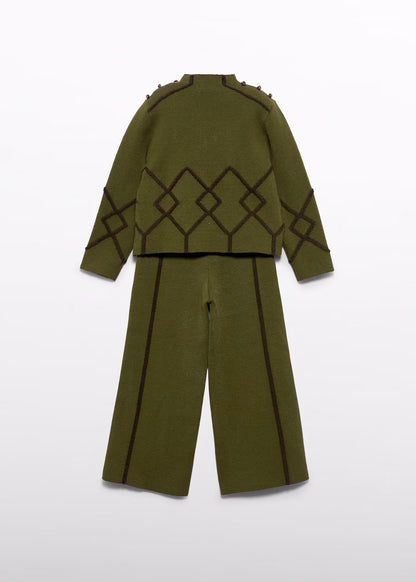 Conjunto pantalón tricot verde aguacate