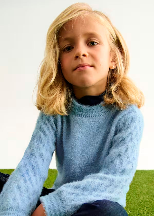 Conjunto jersey azul y pantalón a cuadros