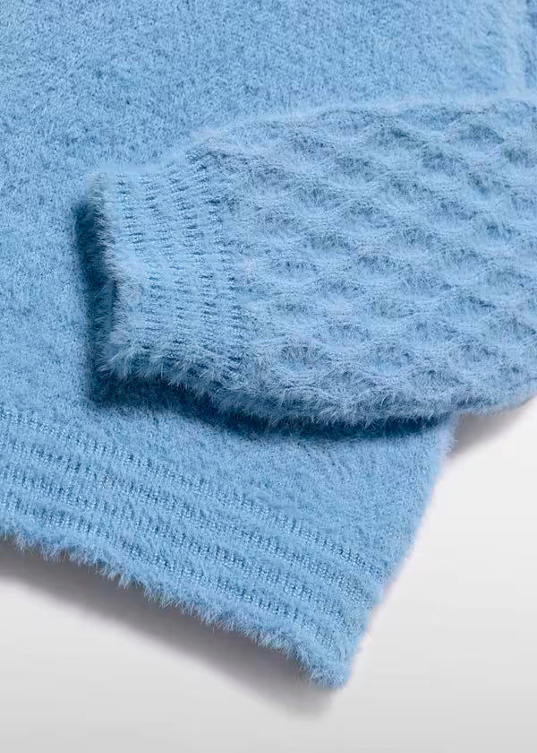 Conjunto jersey azul y pantalón a cuadros