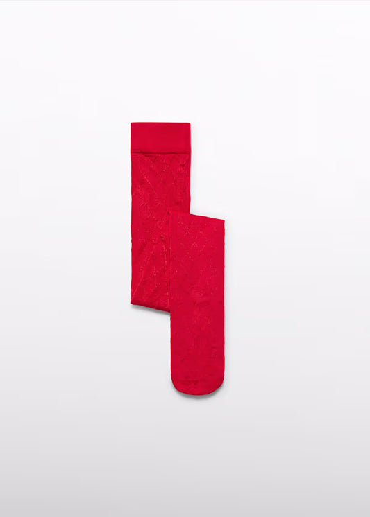 Panty Media Jacquard Rombos color rojo