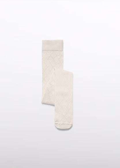 Panty Media Jacquard Rombos color garbanzo