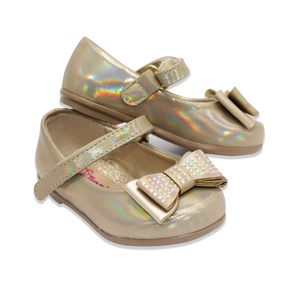 zapato oro glitter velcro para niña