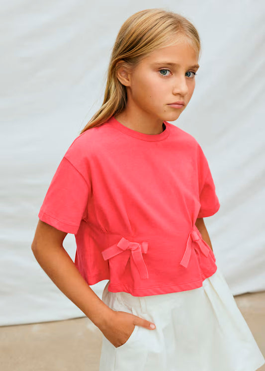 Blusa lazos rosa coral