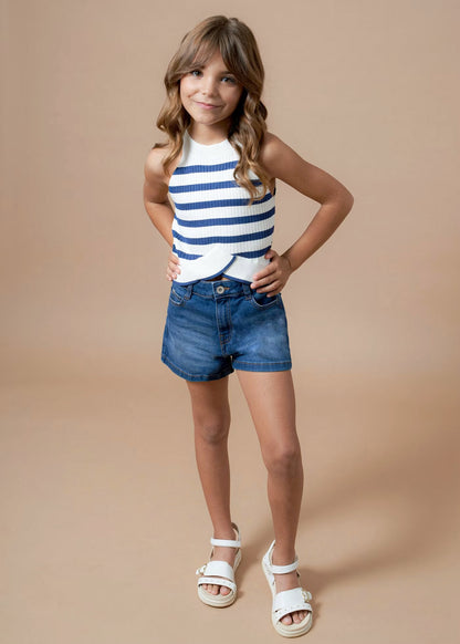 blusa tipo top a rayas blanco y azul