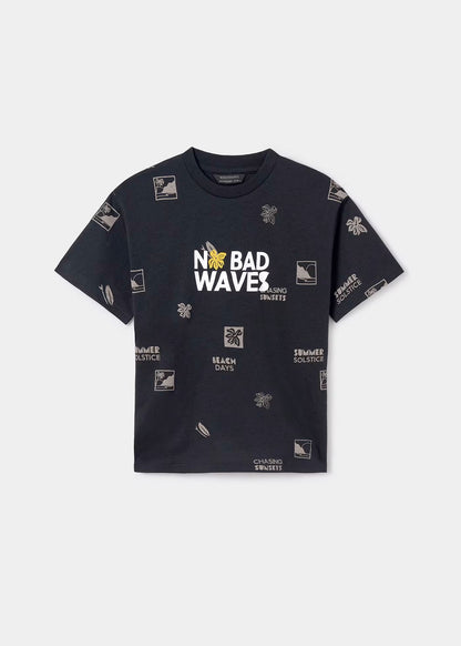 camiseta color gris pizarra, no bad waves