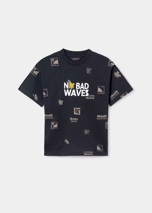 camiseta color gris pizarra, no bad waves