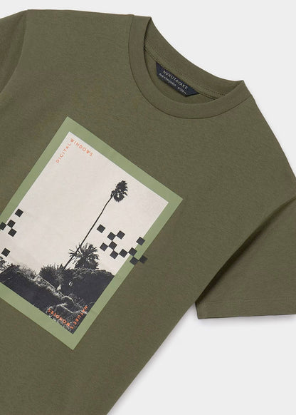 camiseta color verde jungla para niño, marca mayoral