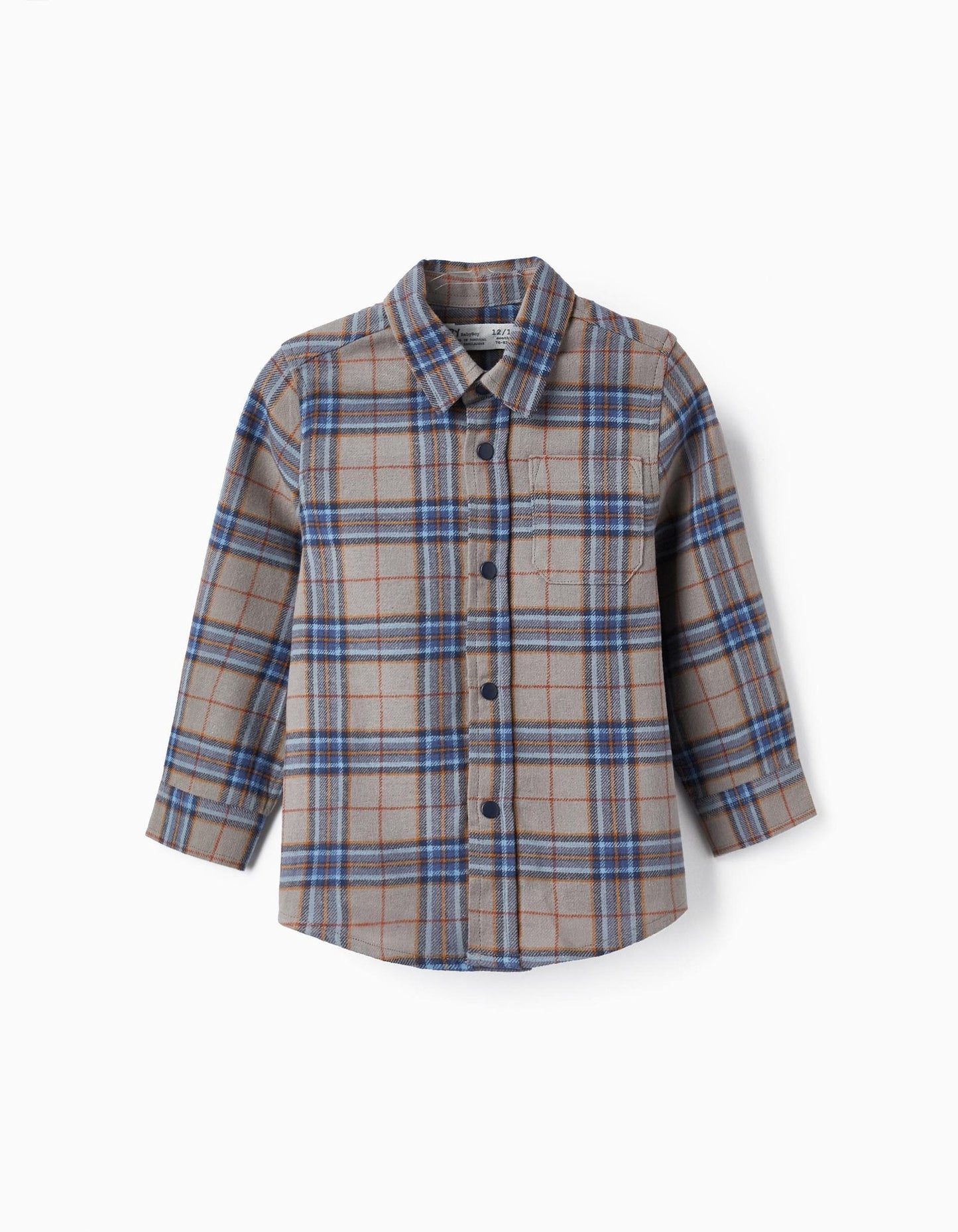 camisa azul a cuadros gris con azul, para bebé