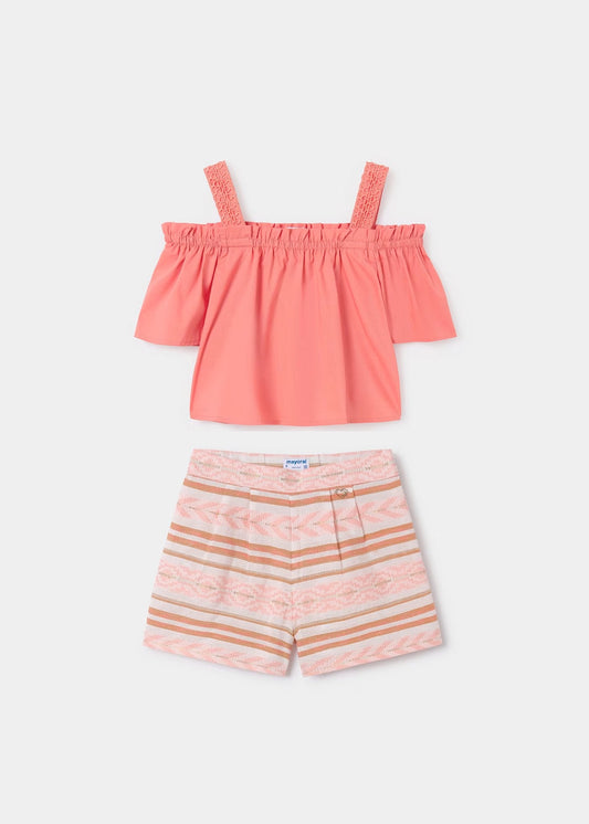 set de short y blusa  popelin flamingo