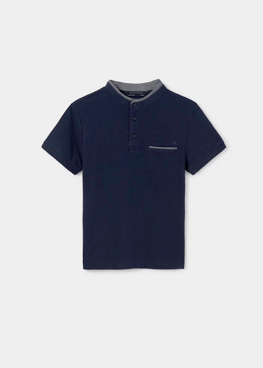 camiseta polo, algodón cuello mao, color marino