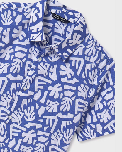 Camisa azul, manga corta