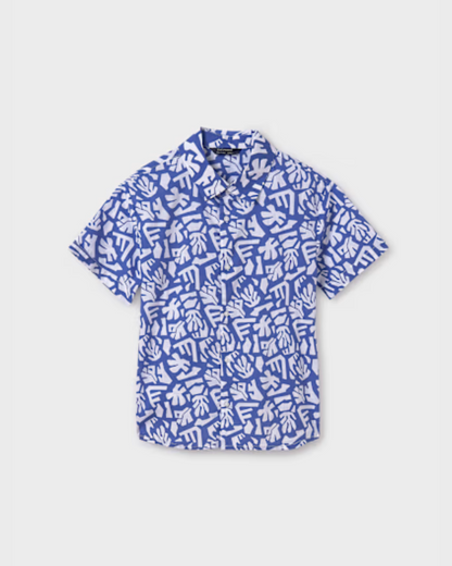 Camisa azul, manga corta