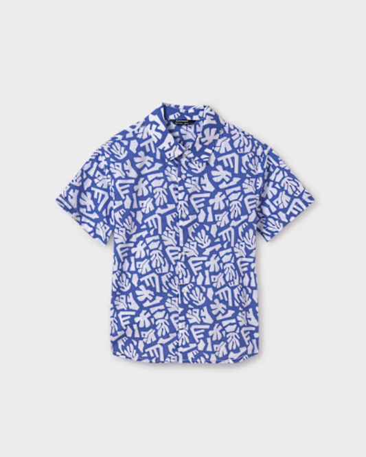 Camisa azul, manga corta