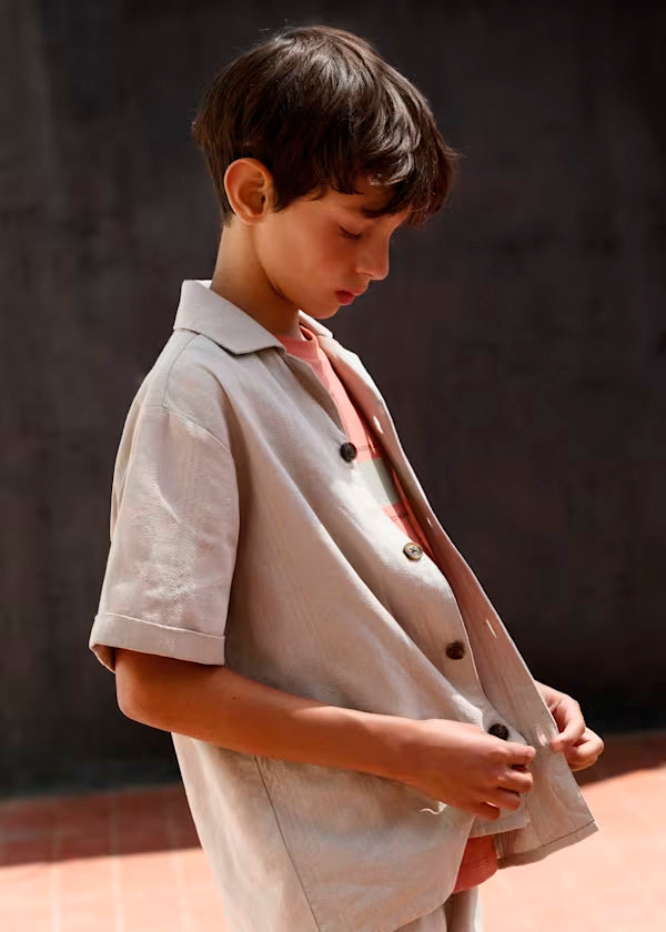Camisa manga corta color piedra
