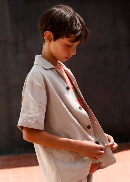 Camisa manga corta color piedra