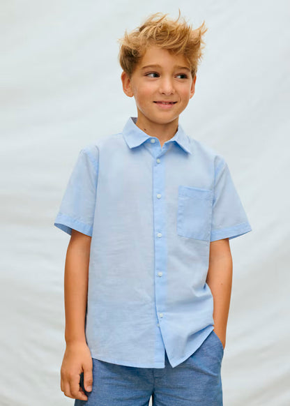 Camisa manga corta color azul celeste
