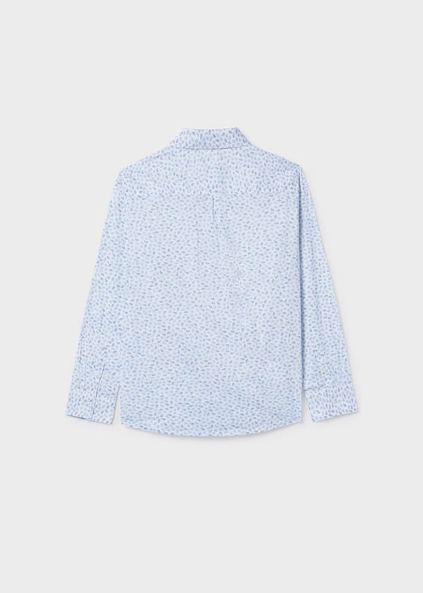 Camisa manga larga azul micro estampado, niño, mayoral