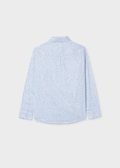 Camisa manga larga azul micro estampado, niño, mayoral