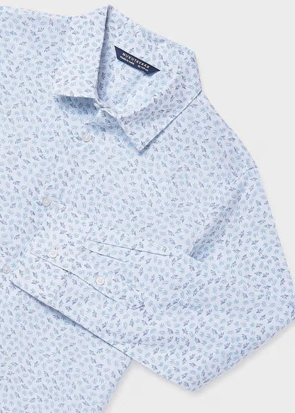 Camisa manga larga azul micro estampado, niño, mayoral