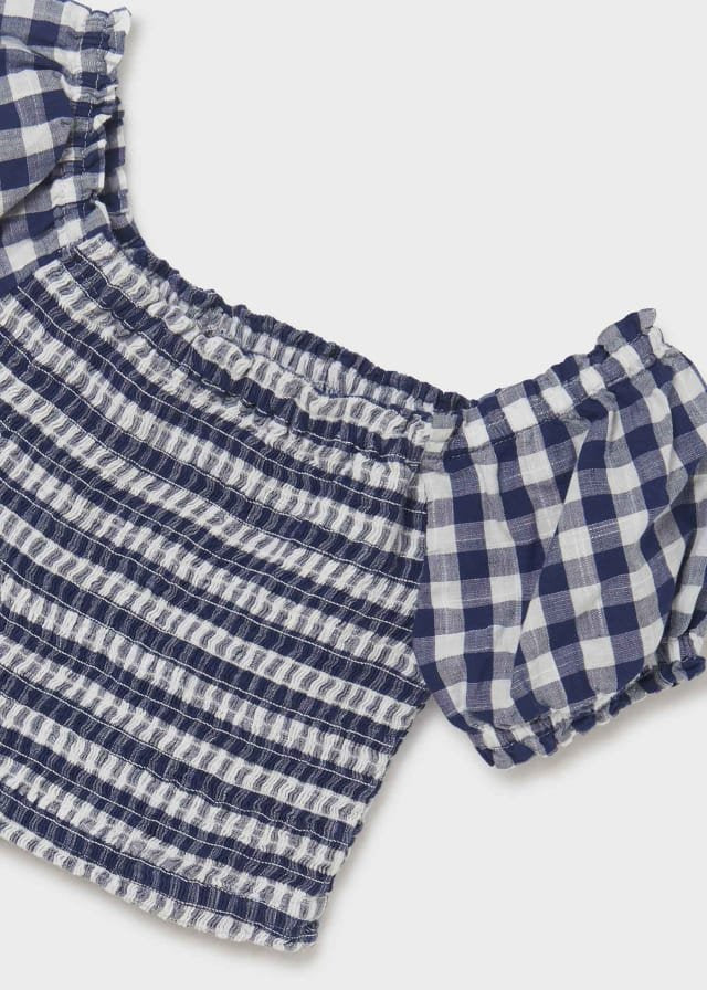 set playera estampado vichy, punto smock