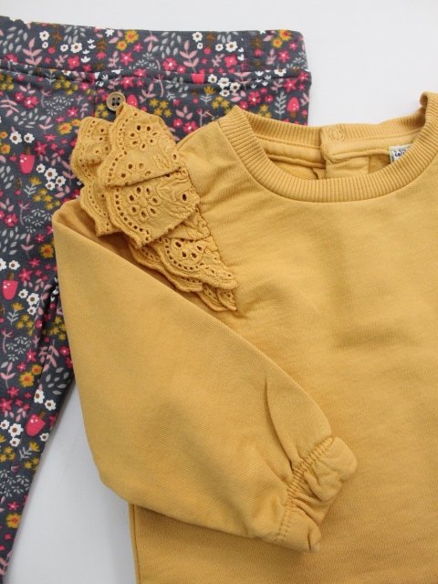 set jersey con manga colada y pantalón flores