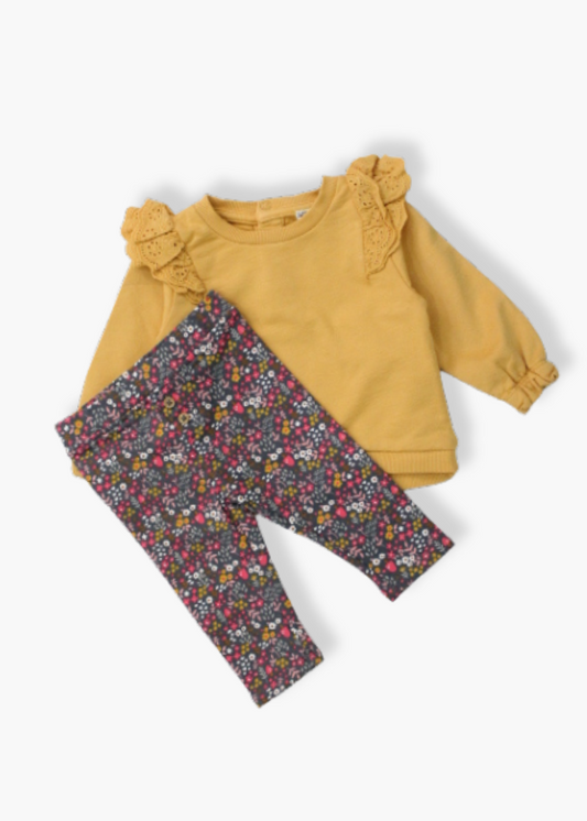 set jersey con manga colada y pantalón flores