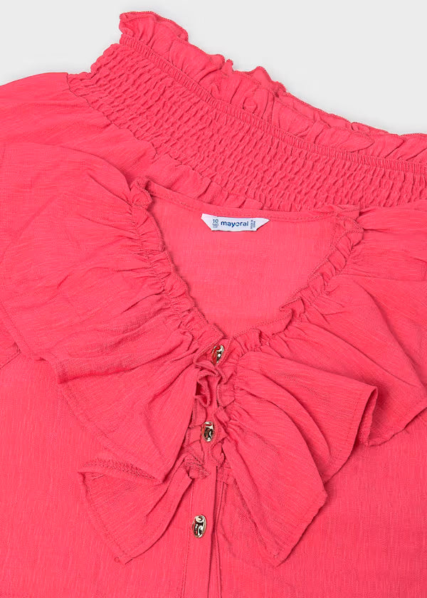 Conjunto pantalón corto y top volante coral chica