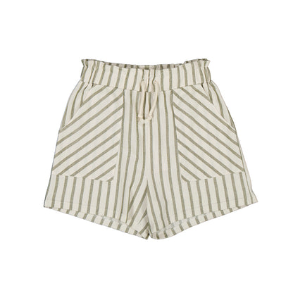 conjunto blusa verde short lino a rayas