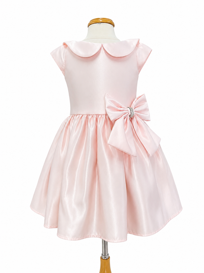 Vestido Petal Pink saten moño cintura