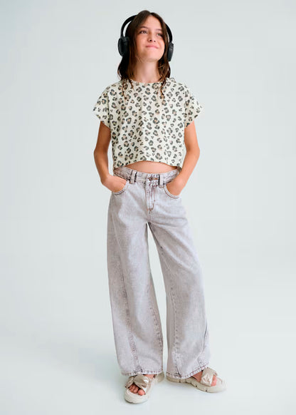Pantalón largo vaquero wide leg chica
