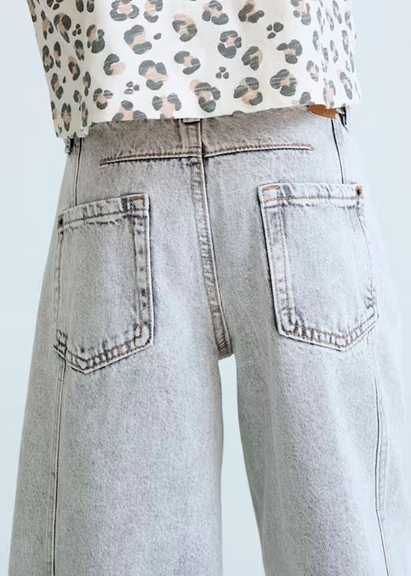 Pantalón largo vaquero wide leg chica