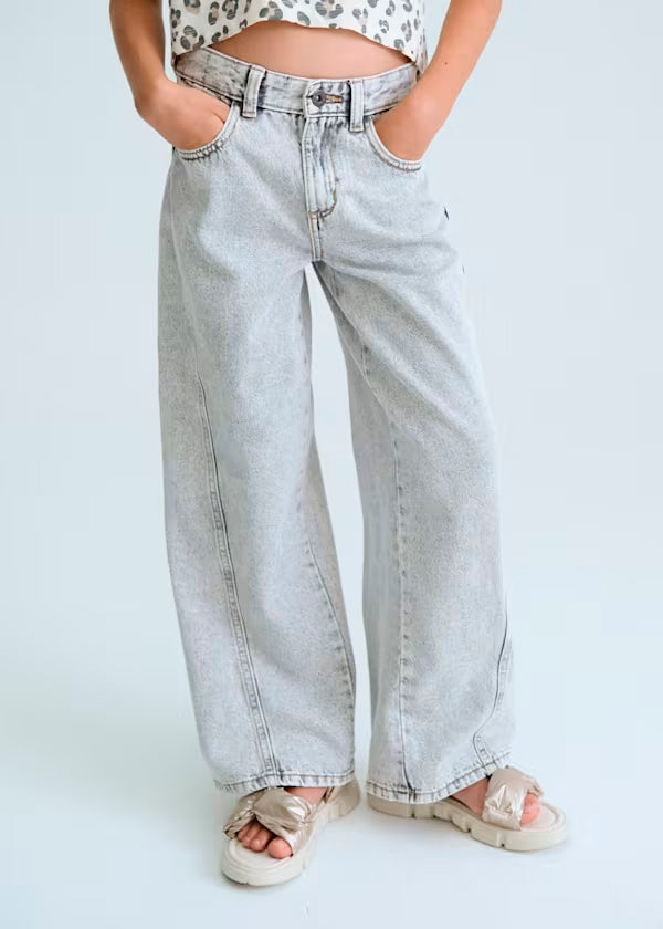 Pantalón largo vaquero wide leg chica