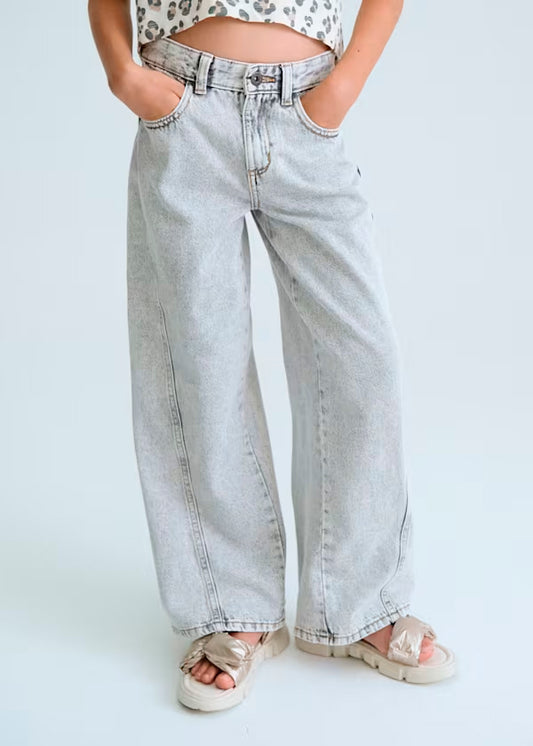 Pantalón largo vaquero wide leg chica