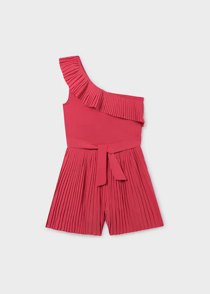 Mono corto plisado rosa coral