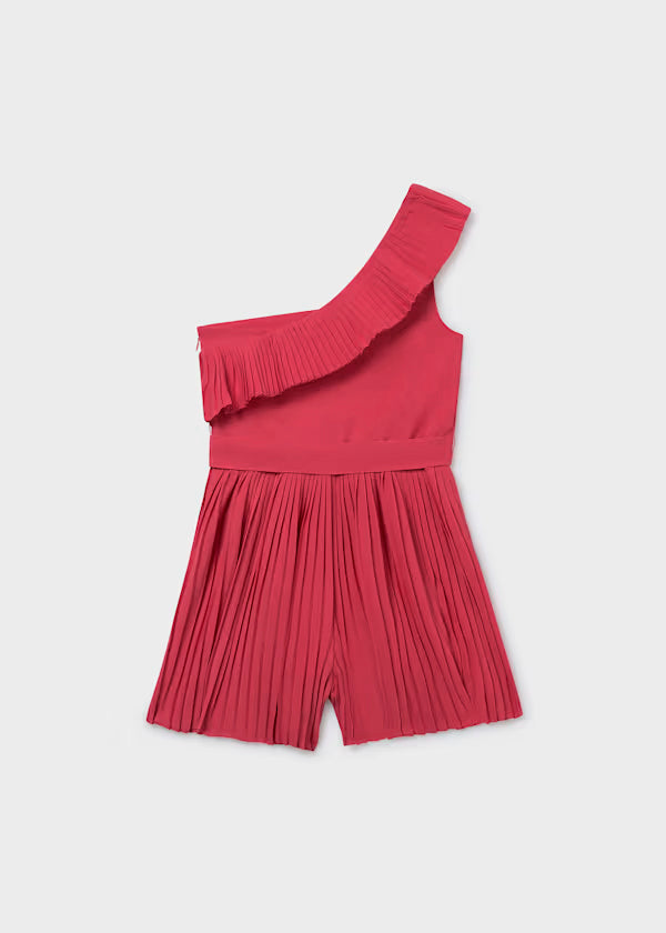 Mono corto plisado rosa coral