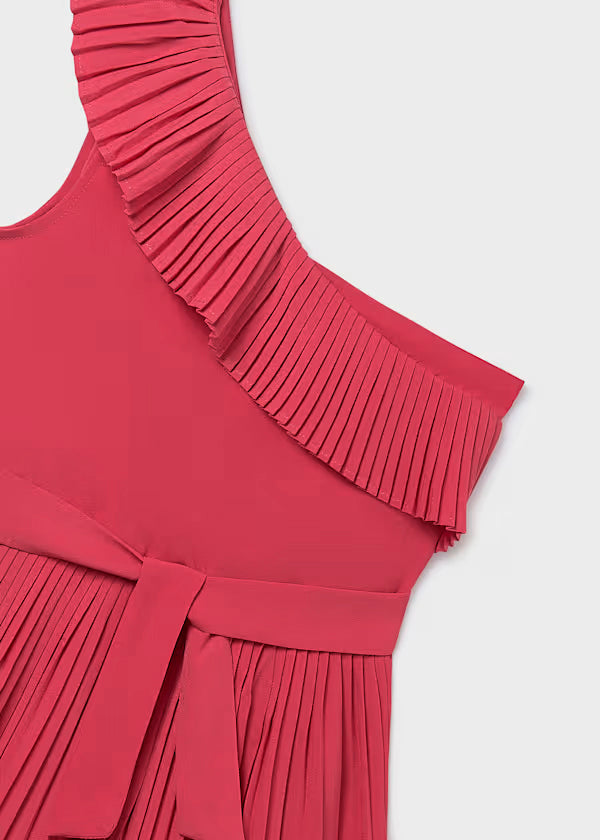 Mono corto plisado rosa coral