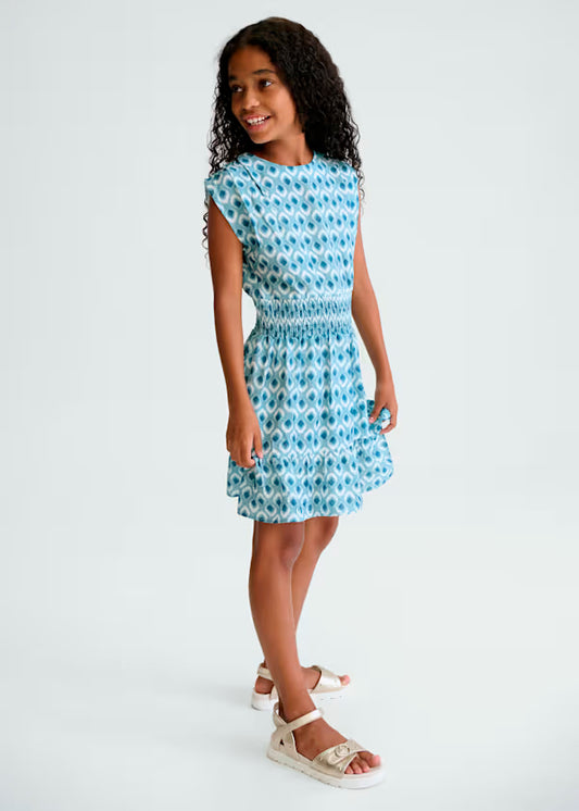 Vestido estampado azul alga