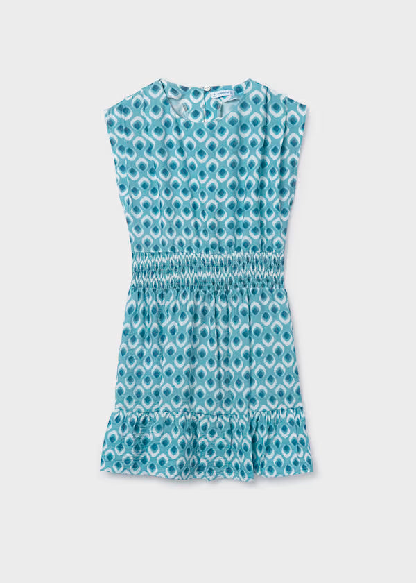 Vestido estampado azul alga